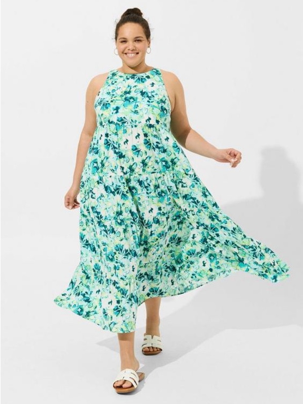 NWT Torrid Maxi Washable Gauze Halter Tiered Dress 0 Size 12 Large